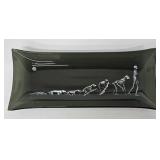 Vintage 1960's Smoked Glass Catch-All Tray - Lizard-to-Man Evolution Motif