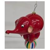 De Carlini Vintage Hand-Blown Glass Circus Elephant Ornament - Italian
