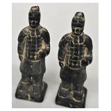 Terracotta Warrior Figures - 4 Vintage Statues, Tallest 4 in, One Hat Chipped