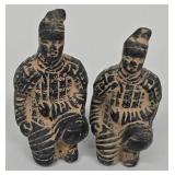 Terracotta Warrior Figures - 4 Vintage Statues, Tallest 4 in, One Hat Chipped