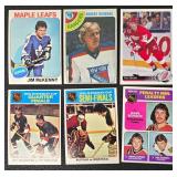 Vintage 1970s NHL Hockey Cards (Lot of 48) featuring Bruins, Sabres, North Stars, Penguins