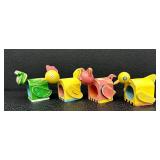 Mackenzie-Childs Tray with 4 Animal Themed Hand-Painted Wooden Napkin Rings