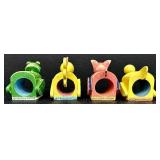 Mackenzie-Childs Tray with 4 Animal Themed Hand-Painted Wooden Napkin Rings