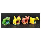 Mackenzie-Childs Tray with 4 Animal Themed Hand-Painted Wooden Napkin Rings