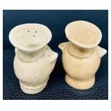 Vintage Mid Century Ceramic Pig Head Salt & Pepper Shakers - 4 in Tall, Missing Stoppers
