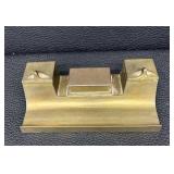 Vintage Brass Desk Inkstand with Dual Inkwells & Pounce Pot