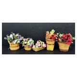 Longaberger May Series Miniature Geranium Basket Set, Longaberger Collectors Club May Series Miniature Sweet Pea Basket & More