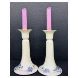 Antique Hand Painted T & V Limoges France Floral Porcelain Candlesticks & Vases