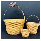 Three Collectible Longaberger Handcrafted Baskets - 3-Piece Set