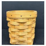 Set of Three Collectible Handcrafted Longaberger Baskets including a Longaberger 2002 Autumn Pail Basket