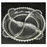 Vintage Candlewick Pattern Four Part Divided Relish Dish and Tongs