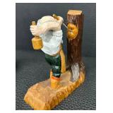 Hand-Carved Wooden Figurines Set includes Rustic Lumberjack Scene