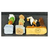 Hand-Carved Wooden Figurines Set includes Rustic Lumberjack Scene