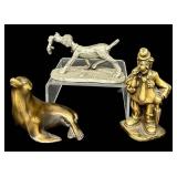 Fine Pewter Gallery Figurines - Dog, Seal & Clown (Lot of 3)