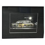 Vintage Mickey's Diner Neon Sign Print - Framed Black & White Artwork With White Mat