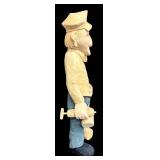 Man and Bird Hand Carved Wooden Figurines