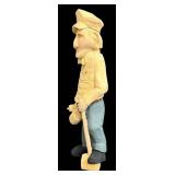 Man and Bird Hand Carved Wooden Figurines