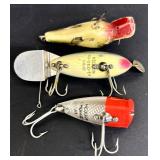 Heddon Chugger JR Lures - 3 Vintage Fishing Lures