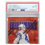 1997 Topps Finest Jim Harbaugh Refractor Football Card #85 PSA 8