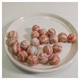 Large Lot of Antique Vintage Flame Orange Swirl Old Glass Marbles