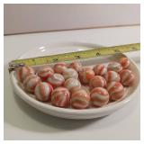 Large Lot of Antique Vintage Flame Orange Swirl Old Glass Marbles