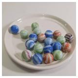 Large lot of Vintage Glass Marbles with multiple stripe colors