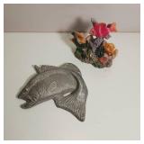 Faux fish and corral display with heavy metal Walleye