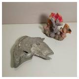 Faux fish and corral display with heavy metal Walleye