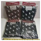 Lot of four packages craft feathers, All purpose fluffs, decorate and craft, florals, wreaths, fans, brooms, dolls, birds, animal novelties.