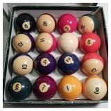 Vintage Billiard Balls, complete, in original package/holder.  Includes cue ball