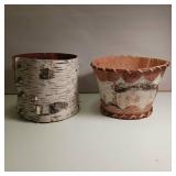 Handcrafted birch bark baskets (2 of them)