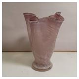 Beautiful Lavender/Amethyst Swung Glass vase with white fruit detail. Approx 6' tall. Hand blown glass.