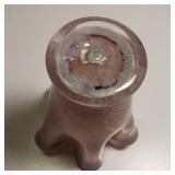 Beautiful Lavender/Amethyst Swung Glass vase with white fruit detail. Approx 6' tall. Hand blown glass.