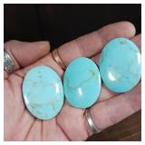 Lot of 3 piece faux turquoise large cabochons for jewelry making.