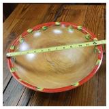 Cottagecore Decor: Hand Painted Solid Wooden Bowl