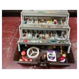 Umca 1703 - Custom Series - 3 shelf tackle box full of miscellaneous fishing lures and other supplies