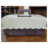 Umca 1703 - Custom Series - 3 shelf tackle box full of miscellaneous fishing lures and other supplies