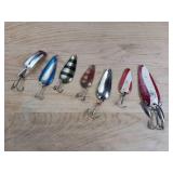 Lot of 7 Treble Hook Fishing Lure Spoons