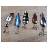 Lot of 7 Treble Hook Fishing Lure Spoons