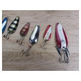 Lot of 7 Treble Hook Fishing Lure Spoons