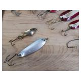 Dardevle Lot + copper weedless 'Dardevlet', Multiple 'Dardevlet' various styles, Dardevle's 'IMP', Cop E-cat Jr 7500, and extras.