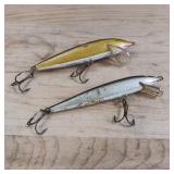 2 original Rapala - Finland, including the discontinued black and silver floating minnow lure