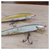 2 original Rapala - Finland, including the discontinued black and silver floating minnow lure