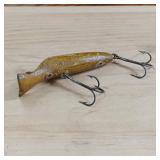 Vintage wooden fishing lure, possibly a Creek Chub Bait Company (C.C.B. Co.) or similar