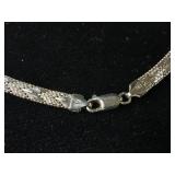 Sterling Silver Chevron, V shape Riccio chain, Italian Weave necklace