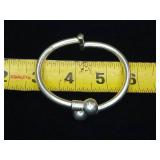 32.91g .925 Mexico - Stamped (JD-02) Sterling Silver Hinged cuff bracelet with large overlapping 'knob' detail.