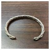 18g Sterling silver cuff bracelet. 6 strand braided design. Open cuff allows for slight adjustments to fit various sizes. Handmade with sterling silver wire, soldered smooth ends.