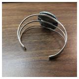 20.49g (including stones/inlay). Extreme Checkerboard Turquoise Inlay Zuni/ Navajo Native American Jewelry Silver Bracelet. .925 stamped PE.