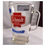 Vintage Schmidt beer pitcher featuring classic breweriana branding.
