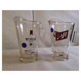 Lot of 2 Vintage Michelob and Schlitz beer glass pitchers
